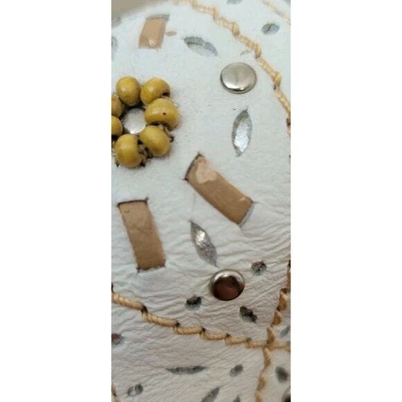 Earth Spirit Sandals Womens 8.5 Slingback Strappy White Leather Boho Studded - Picture 10 of 10